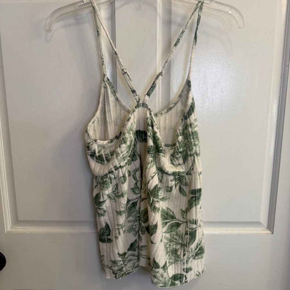 Women's Chaser Floral Tank Top Size S White Green
